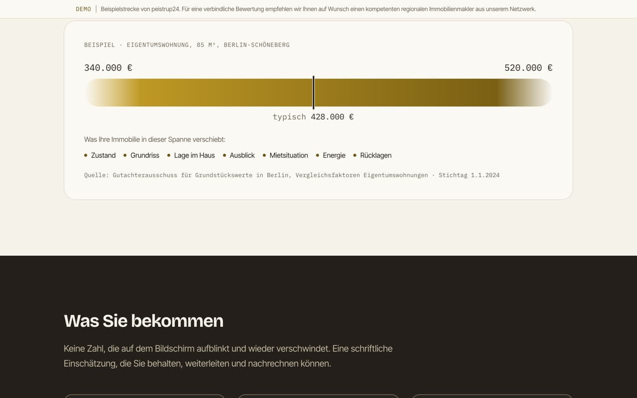 Screenshot: Immobilienbewertung (Ansicht 2)