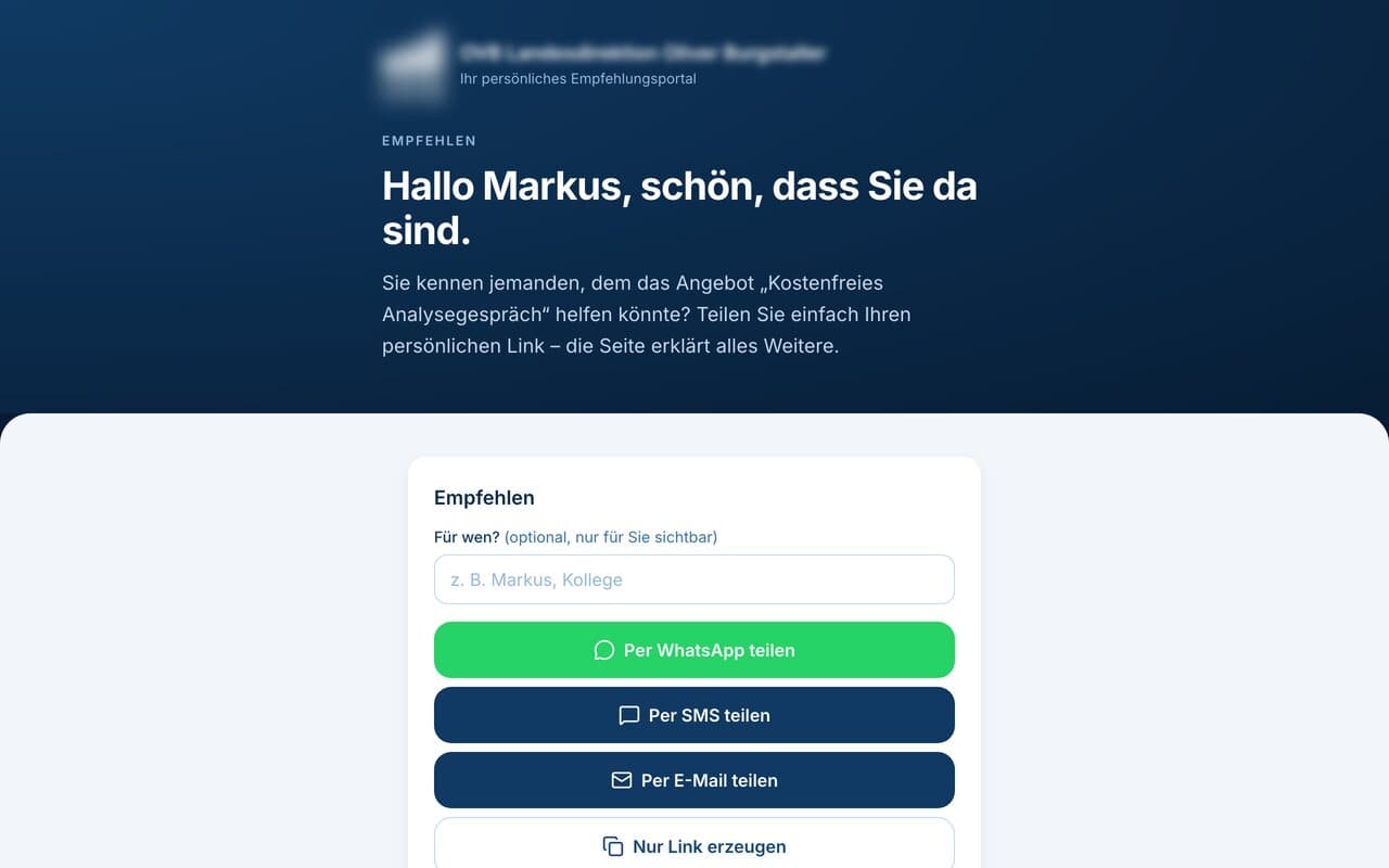 Screenshot: Empfehlungs-App (Ansicht 3)