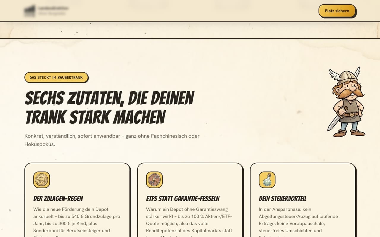 Screenshot: Zaubertrank-Kampagne (Ansicht 2)