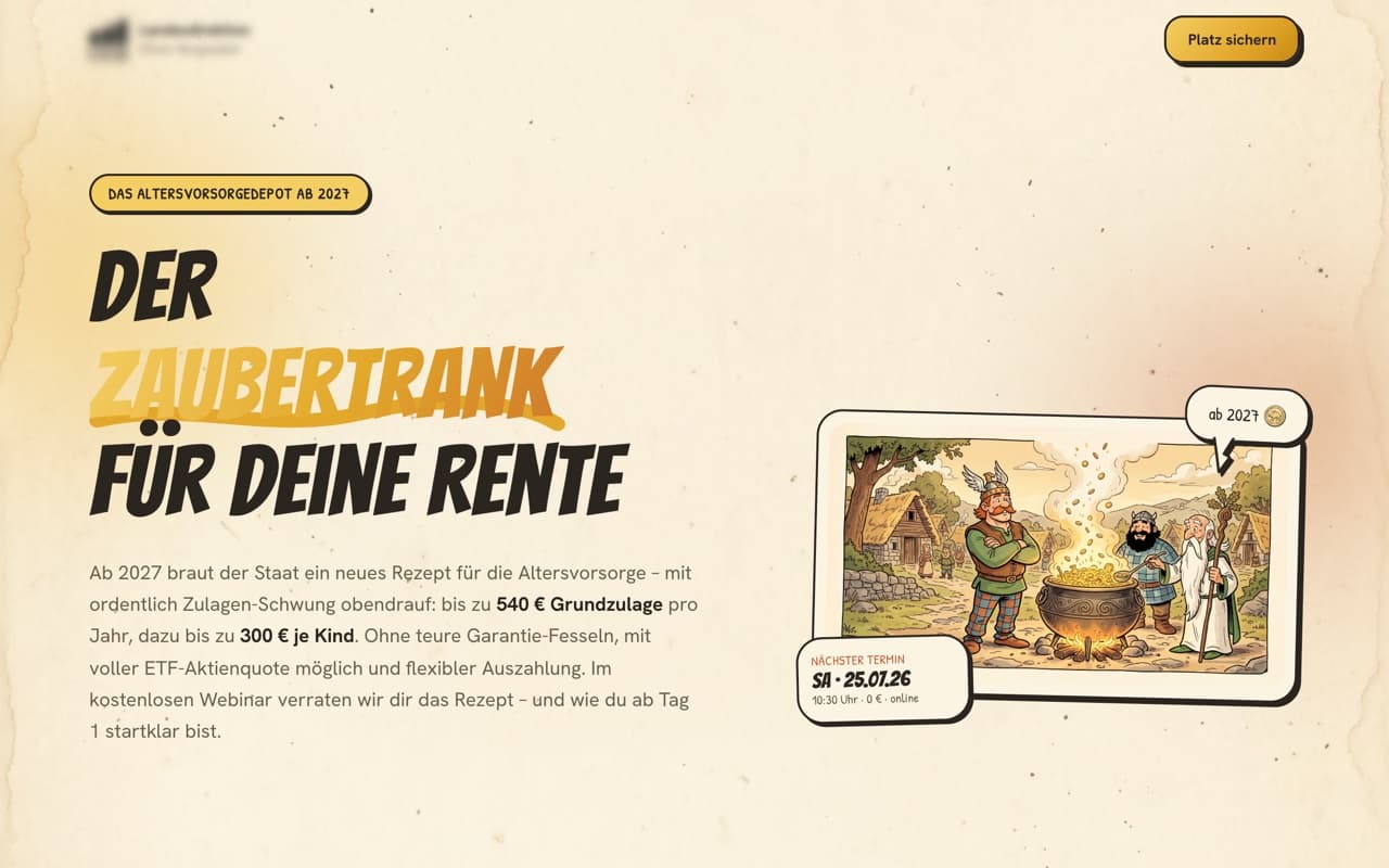 Screenshot: Zaubertrank-Kampagne (Ansicht 1)